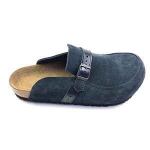 Birkenstock Eaton Navy Blue Suede Clogs Size 8 8.5